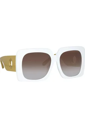 Linda Farrow Tilbehør, Dame, Hvid, 61 MM, Firkantet Oversize Solbriller Brun Gradient