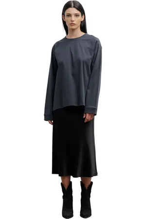 Ahlvar Gallery Bluser & Skjorter, Dame, Sort, XS, Bomuld, Thelma LS tee blå grå