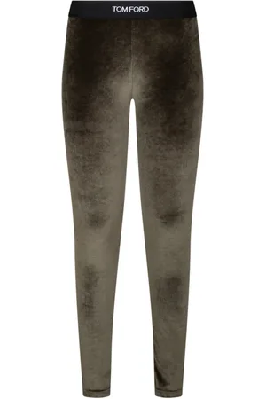 Tom Ford Bukser, Dame, Grøn, M, Uld, Mosgrøn Velour Leggings
