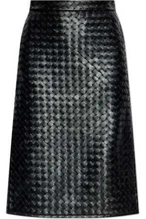 Bottega Veneta Nederdel, Dame, Sort, 2XS, Læder, Læderskørt med sideslidse