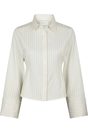 Neo Noir Bluser & Skjorter, Dame, Hvid, XL, Polyester, Stribet hvid skjorte - Klassisk stil