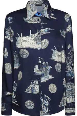 Elena Miro Bluser & Skjorter, Dame, Blå, 2XL, Uld, Stilfulde Bluser & Skjorter Kollektion