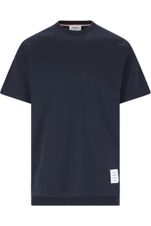 Thom Browne Top, Herre, Blå, XL, Bomuld, Blå Bomuld T-shirt med Logo