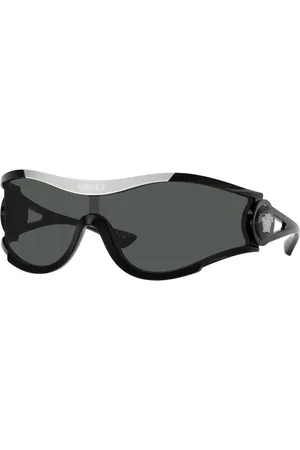 VERSACE Tilbehør, unisex, Sort, 42 MM, Sorte solbriller med sølv detalje