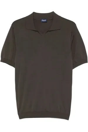 DRUMOHR Top, Herre, Brun, M, Bomuld, Brun Bomuldspolo Skjorte Korte Ærmer