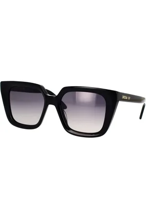 Dior Tilbehør, unisex, Sort, 53 MM, Uld, Elegant Sorte Solbriller med Guld Accenter