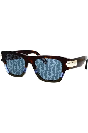 Dior Tilbehør, unisex, Brun, 52 MM, Rektangulære moderne solbriller med blå linser