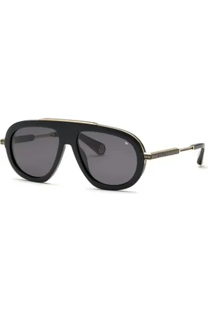 Philipp Plein Tilbehør, unisex, Sort, 57 MM, Solbriller Blank Sort Røggrå Linser