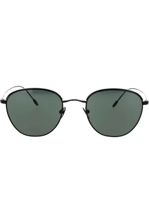 Giorgio Armani Tilbehør, unisex, Sort, 51 MM, Firkantet Metal Solbriller Grønne Linser
