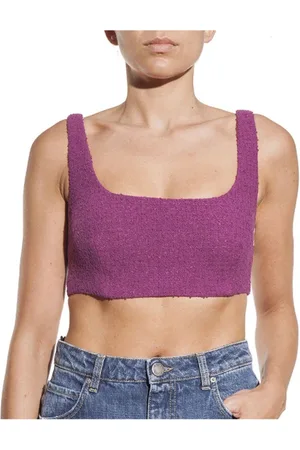 Pinko Top, Dame, Lilla, M, Bomuld, Bouclé Bomuld Ærmeløs Top