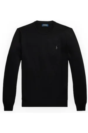 Ralph Lauren Strik, Herre, Sort, S, Uld, Merinould Slim-Fit Pullover Sweater