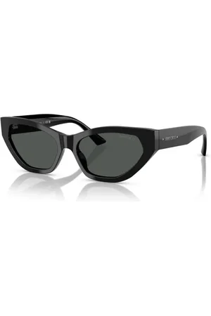 Jimmy Choo Tilbehør, unisex, Sort, 55 MM, Cat-Eye solbriller, mørkegrå linser