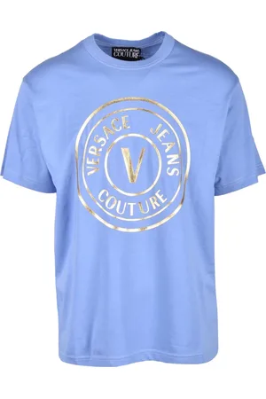 VERSACE Top, Herre, Blå, XL, Bomuld, Tshirt