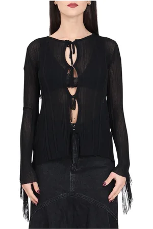 Pinko Strik, Dame, Sort, M, Elegant Cardigan i Viskose Blanding