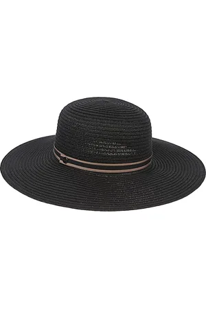 Borsalino Tilbehør, Dame, Sort, M, Sort stråhat med logo bånd