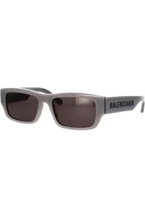 Balenciaga Tilbehør, unisex, Grå, 57 MM, Rektangulære solbriller med statement logo