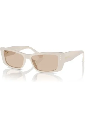 Jimmy Choo Tilbehør, Dame, Hvid, 55 MM, Pudeformet solbriller til kvinder