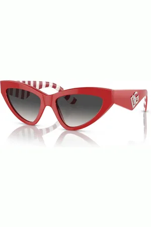 Dolce & Gabbana Tilbehør, Dame, Rød, 55 MM, Rød Cat-Eye Solbriller med Grå Linser