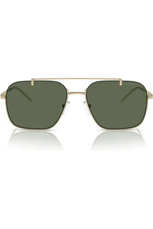Emporio Armani Tilbehør, unisex, Gul, 57 MM, Firkantede metal solbriller med farvede linser