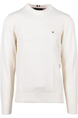 Tommy Hilfiger Strik, Herre, Hvid, 2XL, Bomuld, Bomuld Strik Trøje