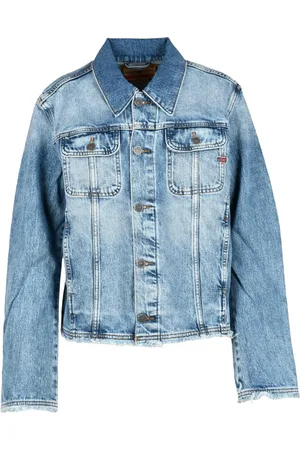 Diesel Jakke, Dame, Blå, M, Denim, Denim jakke med knaplukning