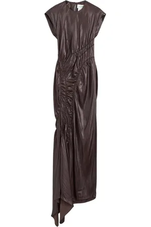 Sportmax Kjole, Dame, Rød, XS, Polyester, Bordeaux Polyester Kjole med Rynkedetaljer