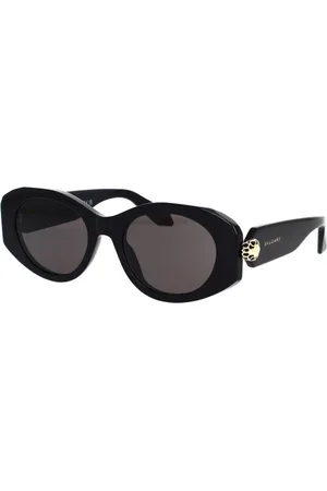 Bvlgari Tilbehør, unisex, Sort, 52 MM, Uld, Elegant Oval Solbriller med Slange Detaljer
