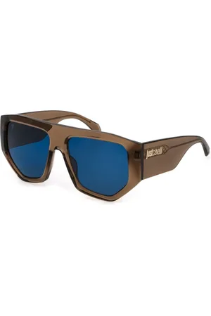 Roberto Cavalli Tilbehør, unisex, Brun, 58 MM, Brun Acetat Solbriller med Blå Linser