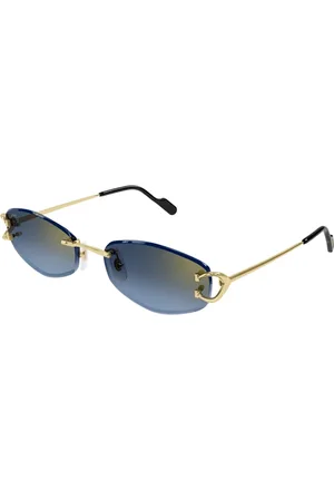 Cartier Tilbehør, unisex, Gul, 57 MM, Uld, Hexagonal solbriller med C Dècor detalje