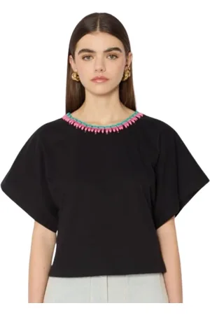 Berenice Top, Dame, Sort, M, Bomuld, Kimono-stil Bomuld T-shirt