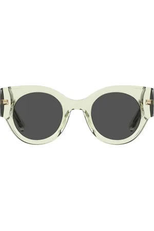 Chiara Ferragni Tilbehør, Dame, Grøn, 47 MM, Retro Cat-Eye Solbriller Trendy Model