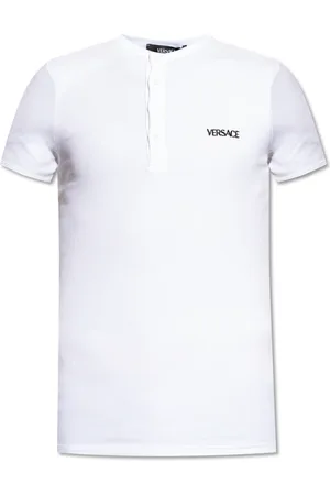 VERSACE Top, Herre, Hvid, XL, Bomuld, T-shirt med broderet logo