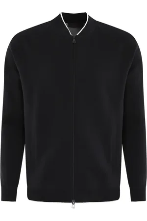 Peuterey Strik, Herre, Sort, XL, Uld, Fuld lynlås sweater i sort