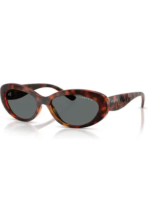 vogue Tilbehør, Dame, Brun, 55 MM, Nylon, Polariserede ovale solbriller mørk Havana