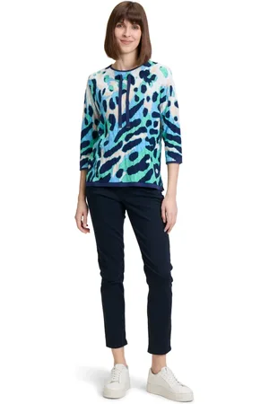 Betty Barclay Strik, Dame, Grøn, 3XL, Uld, Leopard Print Finstrik Sweater