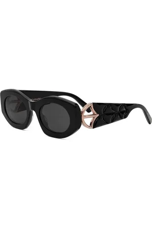 Bvlgari Tilbehør, unisex, Sort, 51 MM, Unikke ovale solbriller med dristige geometrier