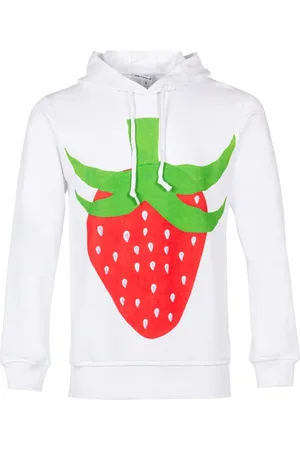 Comme des Garçons Sweathshirts & Hoodies, Herre, Hvid, S, Bomuld, Jordbærprint Snørehætte