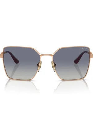 vogue Tilbehør, Dame, Gul, 56 MM, Uld, Firkantet Oversize Solbriller, Pink Guld Ramme