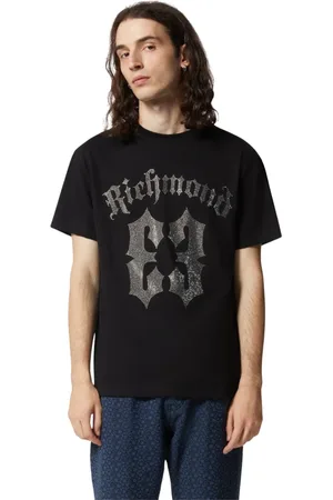 John Richmond Top, Herre, Sort, 2XS, Bomuld, Sort T-shirt med logo