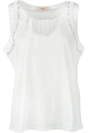 Twin-Set Top, Dame, Hvid, 2XS, Bomuld, Top