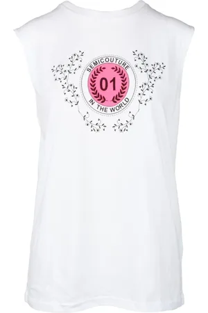 SEMICOUTURE Top, Dame, Hvid, M, Bomuld, Tshirt