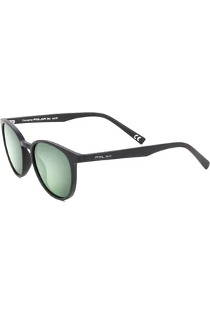 Polar Tilbehør, unisex, Sort, 51 MM, Mat Sorte Solbriller med Grønne Linser