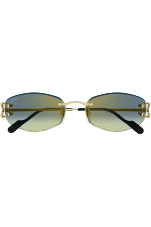 Cartier Tilbehør, unisex, Gul, 57 MM, Uld, Hexagonal solbriller med C Decor detalje