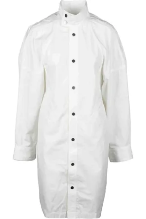 Bottega Veneta Kjole, Dame, Hvid, XS, Bomuld, Højhalset Chemisier Kjole