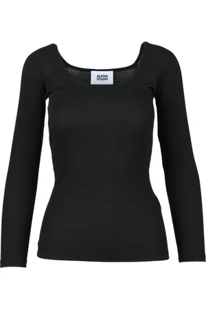 ALPHA STUDIO Top, Dame, Sort, 2XS, Bomuld, Tshirt