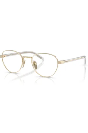 Prada Tilbehør, unisex, Gul, 51 MM, Uld, Metalstel Briller i Bleg Guld Sølv
