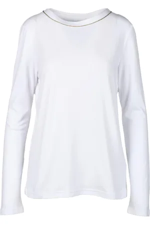 ELEVENTY Top, Dame, Hvid, XL, Bomuld, Bomuld T-shirt