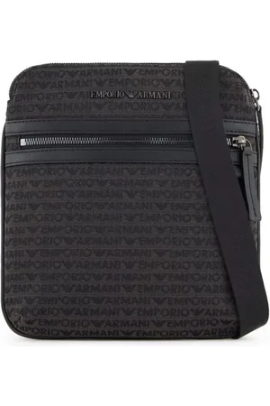 Emporio Armani Taske, Herre, Sort, ONE SIZE, Læder, Logo Messenger Taske