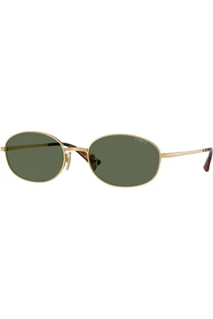 vogue Tilbehør, unisex, Gul, 56 MM, Uld, Modig Oval Solbriller, Guld Ramme