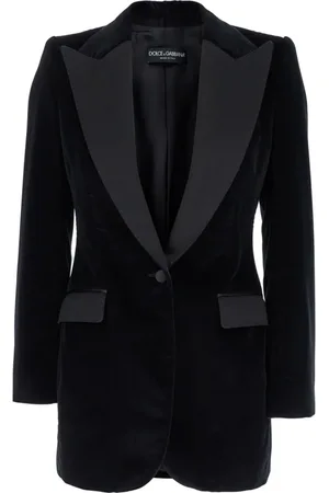 Dolce & Gabbana Jakke, Dame, Sort, 2XS, Sort Peak Revers Jakke Regular Fit